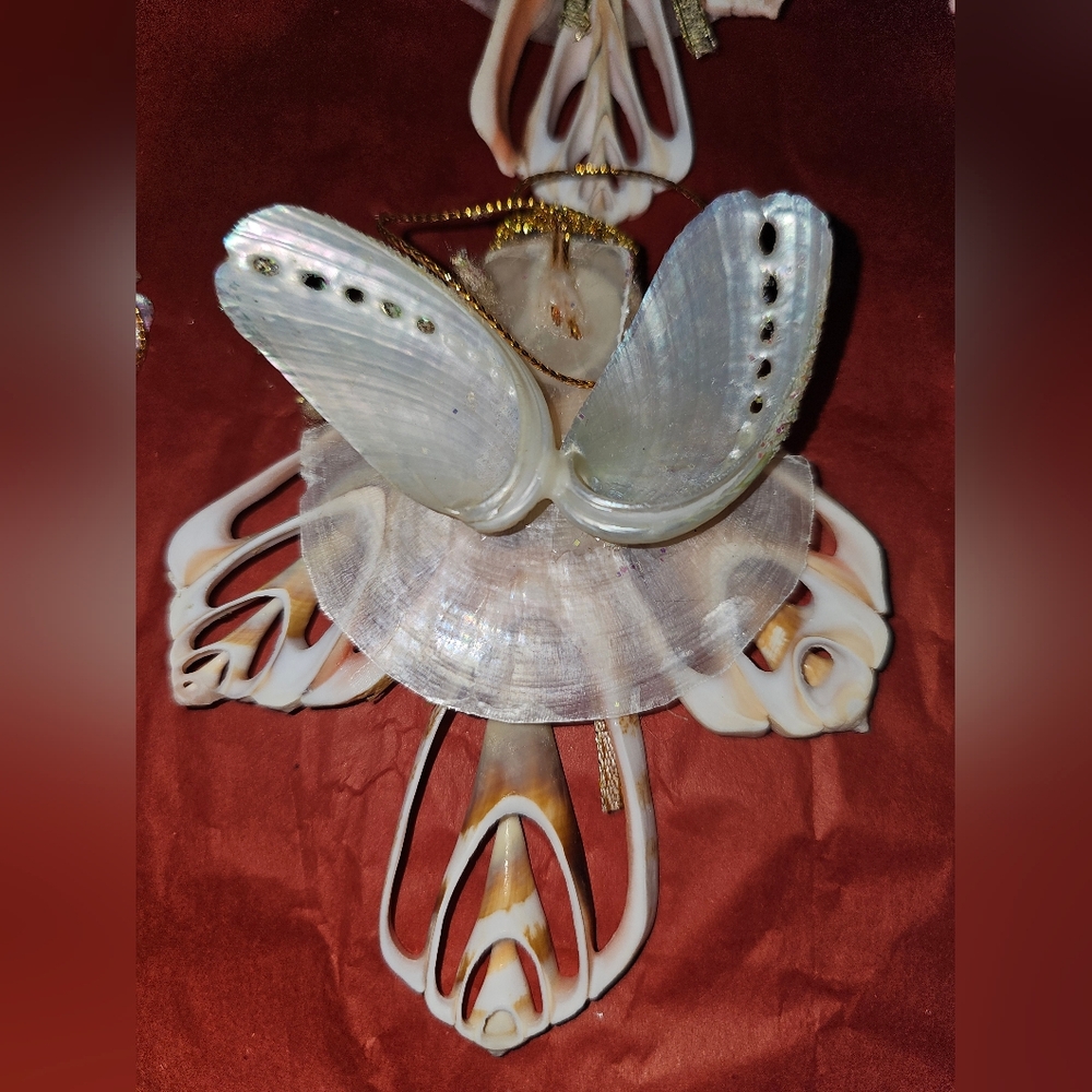 Seashell Folk Art Ornaments Lot Of 10 Beach Ocean Decor Native Angels Phillipine - Picture 7 of 14